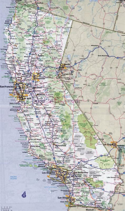 Large detailed roads and highways map of California state with all ...