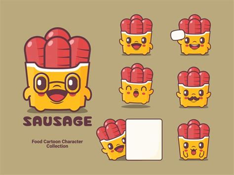 Premium Vector | Sausage cartoon character vector illustration