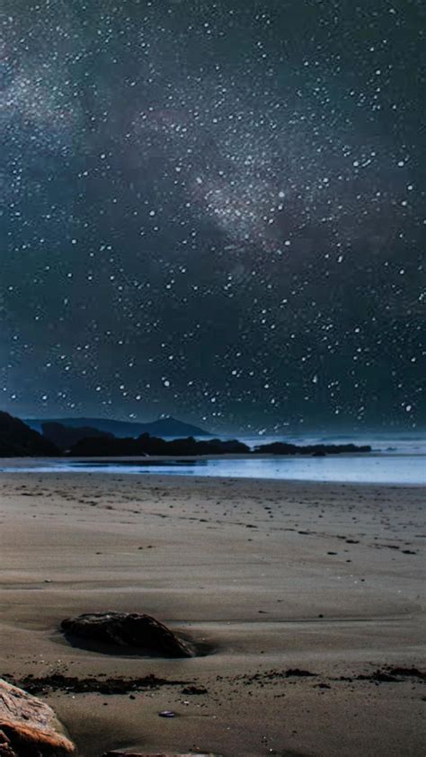 Beach, starry night, sky, nature, 720x1280 wallpaper | Beach wallpaper, Landscape, Beach pictures