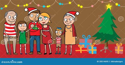 Big Happy Family By Christmas Tree Royalty Free Stock Photo - Image: 28514695