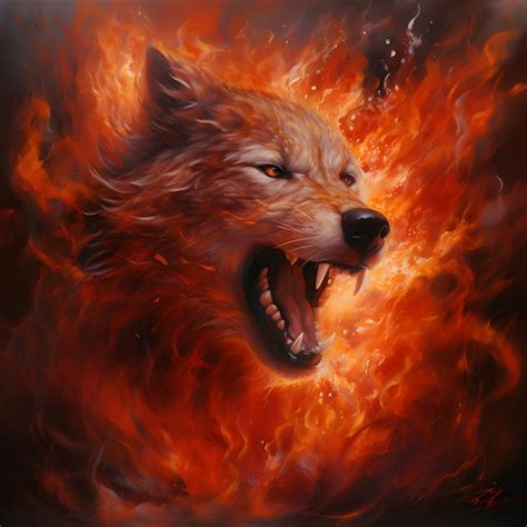 Premium Photo | Aggressive Fire Woolf in Sparks Concept Image of a Red Wolf and Flame Generated AI