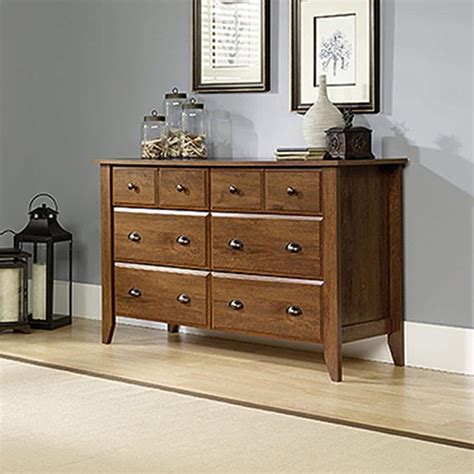 SAUDER Shoal Creek 6-Drawer Oiled Oak Dresser-410287 - The Home Depot