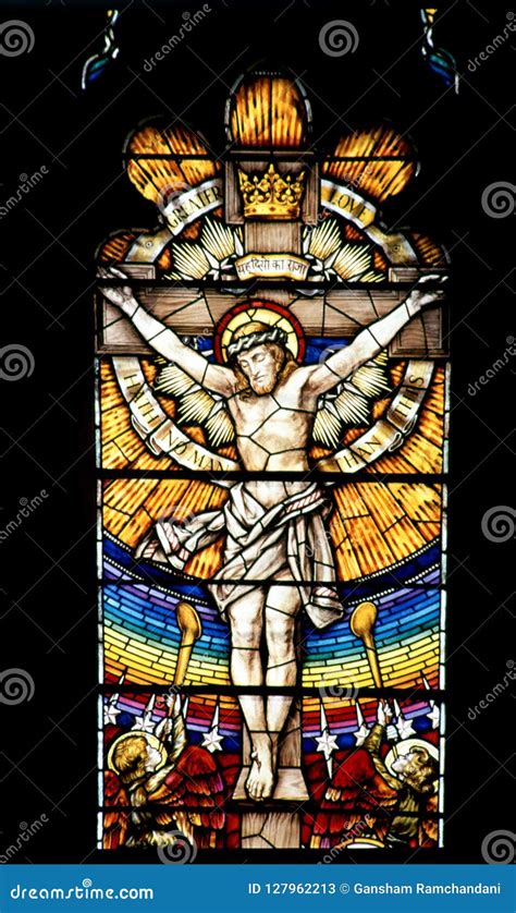 Stained Glass Jesus Medak India Stock Image - Image of spirituality ...