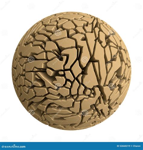 Dried Cracked Clay Sphere Isolated Stock Image - Illustration of damaged, cracking: 52660219