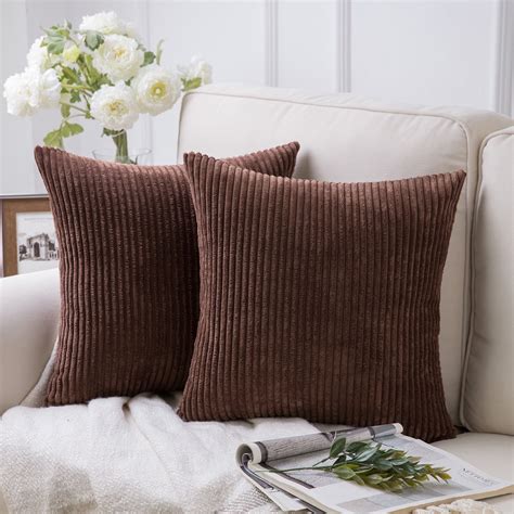 Soft Corduroy Striped Velvet Square Decorative Throw Pillow Cusion For ...