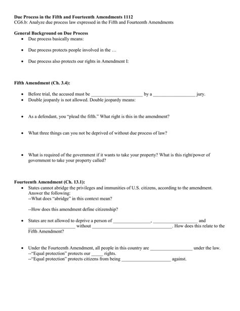 Due Process in the 5th and 14th Amendments notes