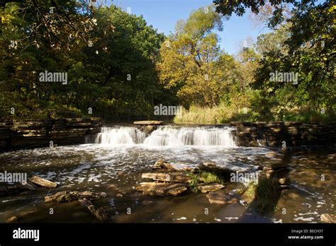 Naturalistic dam. Waterfall Glen Forest Preserve, DuPage County Stock ...