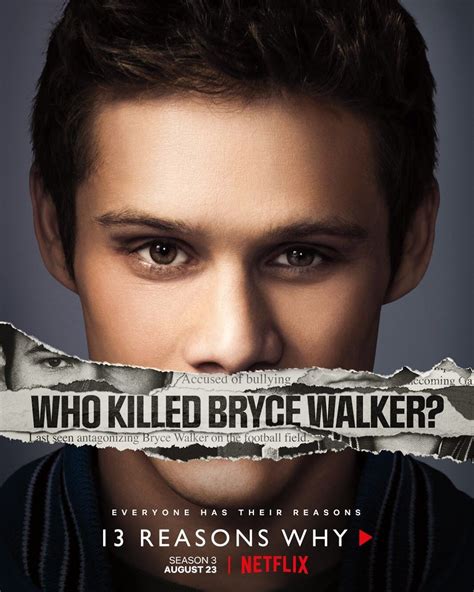 #WhoKilledBryceWalker | 13 reasons why poster, 13 reasons, Montgomery ...