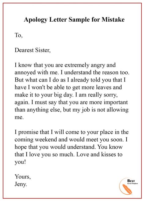 Apology Letter Template for Mistake – Format, Sample & Example | Best ...