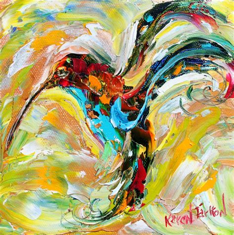 Bird Painting Original impasto abstract Hummingbird OIL