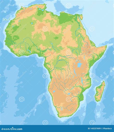 High Detailed Africa Physical Map. Stock Vector - Illustration of ...