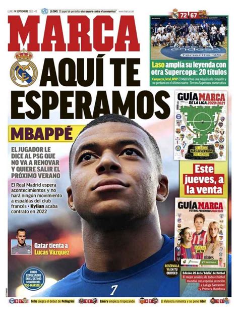 La portada del diario MARCA (14/09/2020)