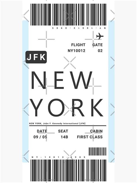 "New York Boarding Pass Plane Ticket" Sticker for Sale by ind3finite ...