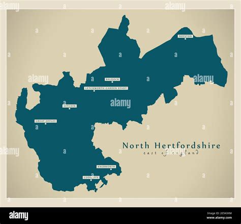 North Hertfordshire district map - England UK Stock Vector Image & Art - Alamy