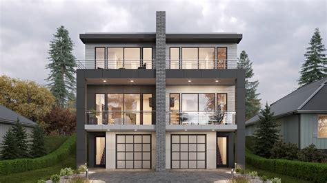Builder Preferred Contemporary Style House Plan 5082: Hardie Duplex - 5082