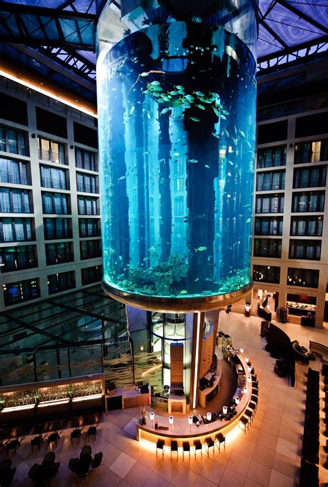 Aquarium with elevator that passes through it, Radisson Blu Hotel ...