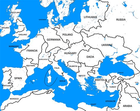 Europe, borders redrawn using natural feature, including anachronistic nations! [OC] : r ...