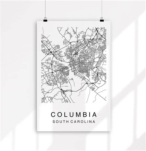 Columbia Map, Columbia City Map, Digital Download, Map Print, Columbia ...