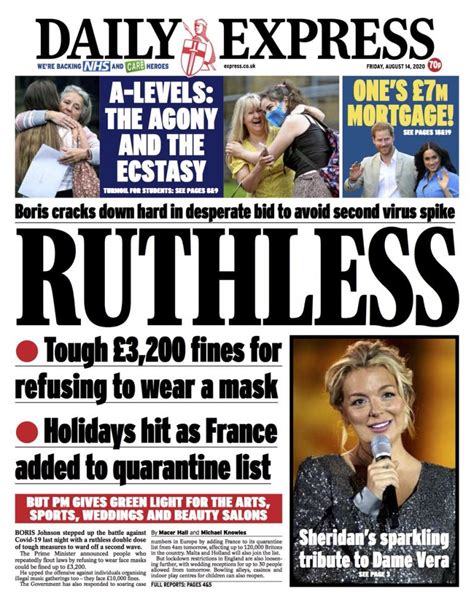 Daily Express Front Page 14th of August 2020 - Tomorrow's Papers Today!