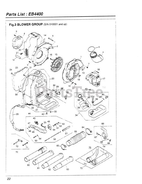 RedMax EB 4400 - RedMax Backpack Blower (SN: 010001 & Above) (2000-10) 022 - BLOWER GROUP Parts ...