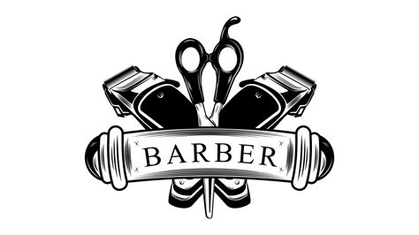 barber shop and shaving machine logo design 19495567 Vector Art at Vecteezy