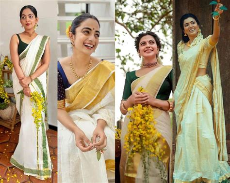 See how these 4 actresses dressed up in kasavu outfits for Vishu!