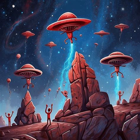 Cartoon Aliens And Spaceships Art Free Stock Photo - Public Domain Pictures