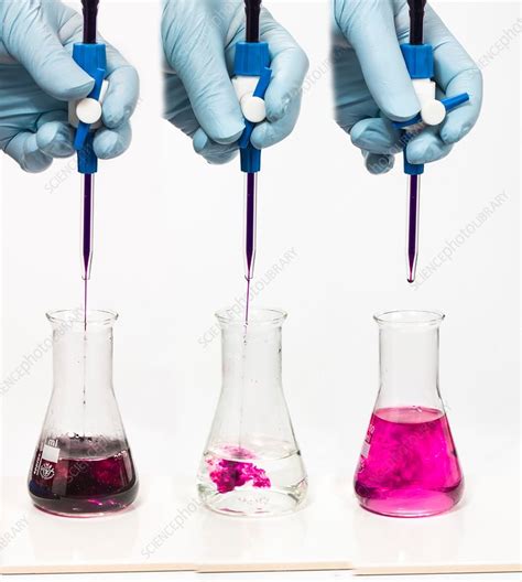 Titration of potassium manganate (VII) - Stock Image - C030/3775 - Science Photo Library