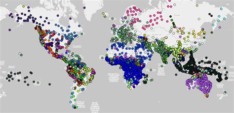 World map of language families from Glottolog