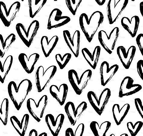 Abstract seamless heart pattern. Free Vector Graphics, Free Vector Art, Picsart, Black And White ...