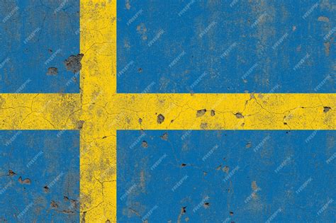 Premium Photo | Sweden flag on a rustic old concrete wall surface