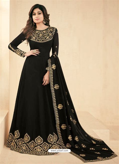 Buy Black Georgette Embroidered Designer Anarkali Suit | Anarkali Suits