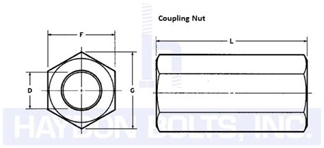 Coupling Nut Dimension Drawing - Haydon Bolts Inc - Haydon BoltsHaydon ...