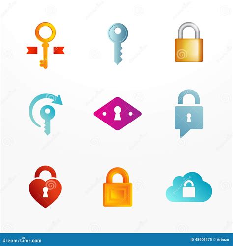 Logo icon set based on key and secure lock symbols