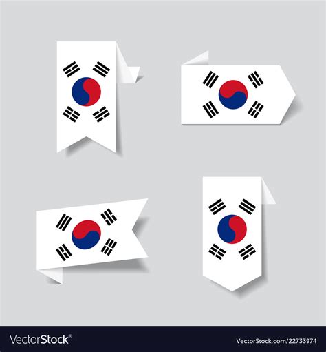 South korean flag stickers and labels Royalty Free Vector
