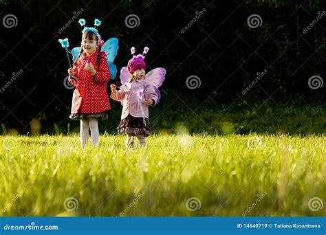 Girls with fairy wings stock image. Image of costume - 14640719