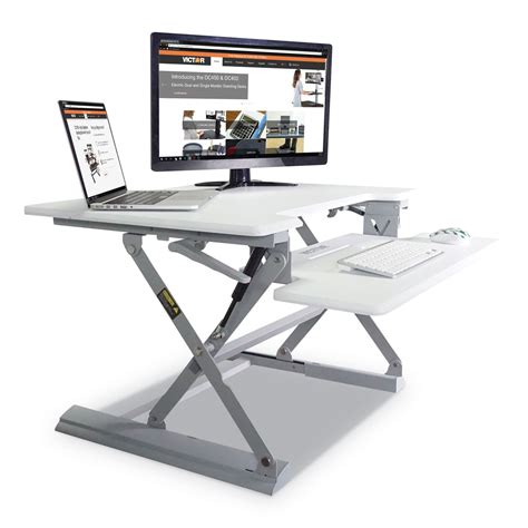 High Rise Height Adjustable Standing Desk with Keyboard Tray, 31w, White/Gray - Walmart.com