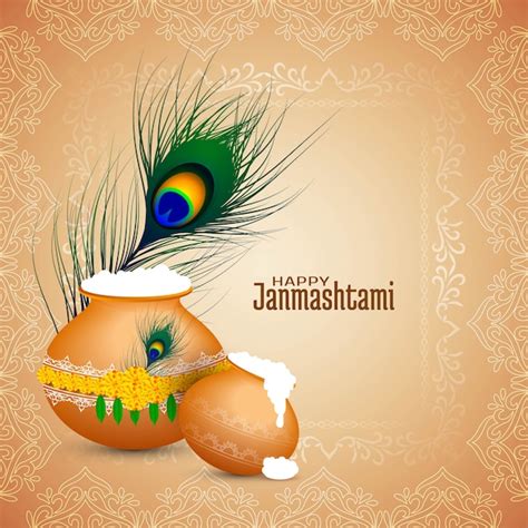 Free Vector | Happy janmashtami religious festival decorative background