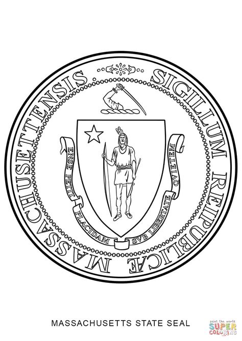 Massachusetts State Seal coloring page | Free Printable Coloring Pages