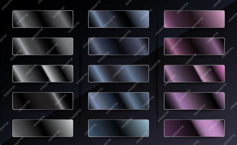 Premium Vector | Platinum black metallic gradients set