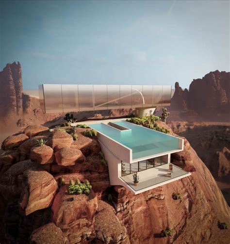 Oasis House Features a Massive Pool Cantilevering off a Desert Mountain