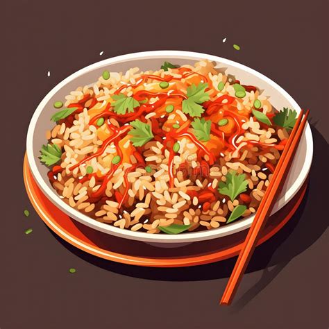 Cartoon Illustration of Fried Rice. Stock Illustration - Illustration ...