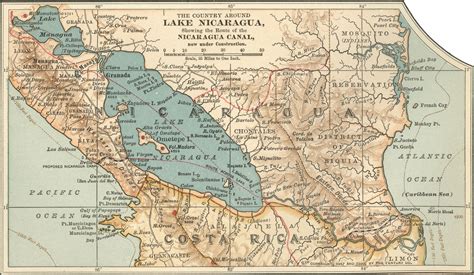 Early map of Nicaragua Canal • mappery