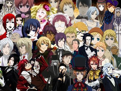 many anime characters are grouped together in an image that appears to be collaged with each other