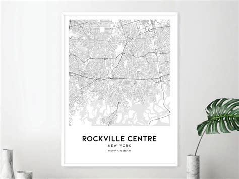 Rockville Centre Map Print, Rockville Centre Map Poster Wall Art, Ny City Map, New York Print ...