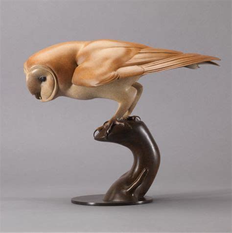 Stylized barn owl perched to pounce; beautiful stylized silver bird ...