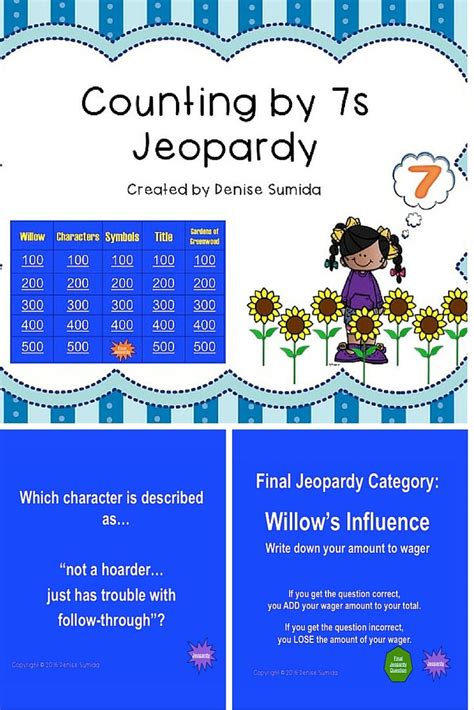 Counting by 7s by Holly Goldberg Sloan Jeopardy | Literature unit, Novel studies, Chapter books