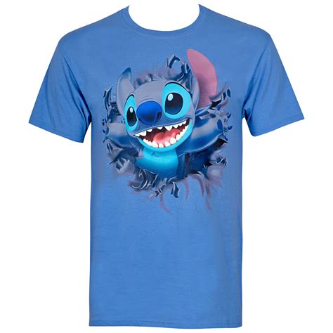 Lilo And Stitch Bursting Through Blue Disney T-Shirt