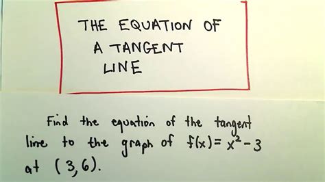 Find the Equation of a Tangent Line Using the Definition of a Derivative - YouTube