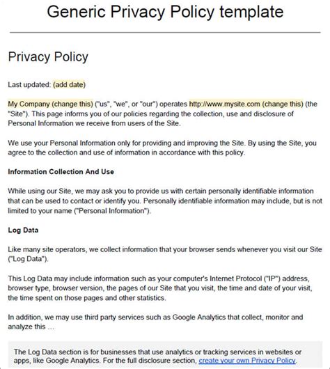 13+ Privacy Policy Templates | Free PDF Samples, Examples